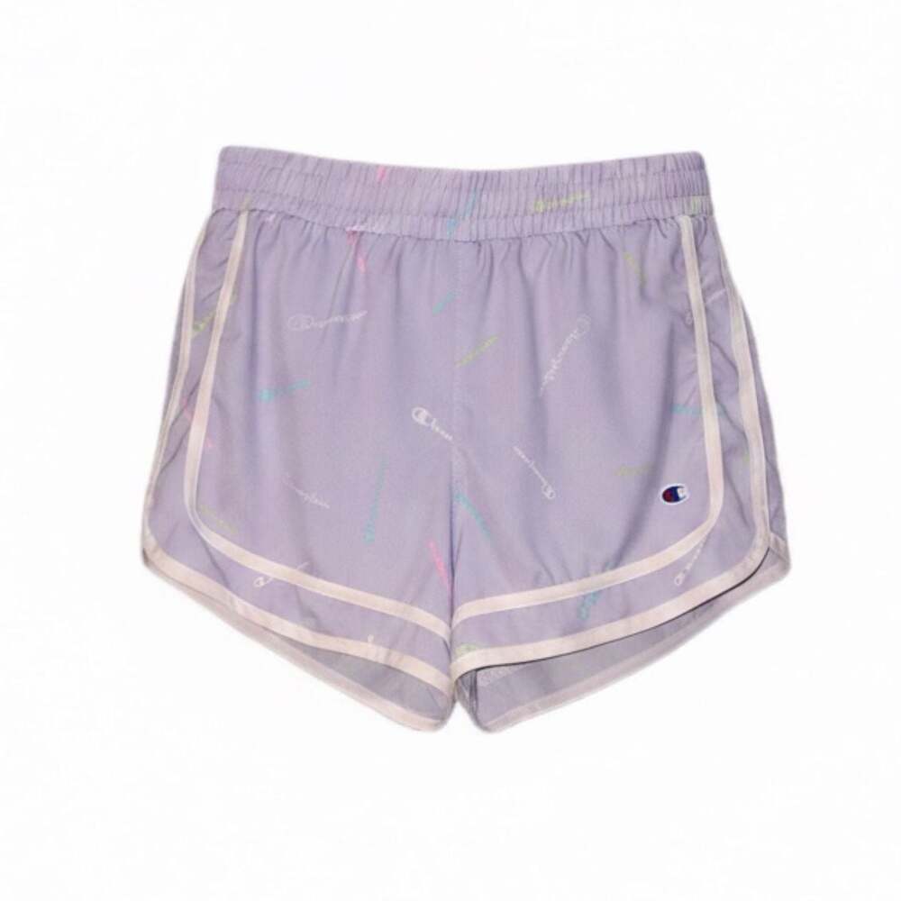 Champion Girls All-Over Logo Print Varsity Woven Athletic Shorts, Size XL
